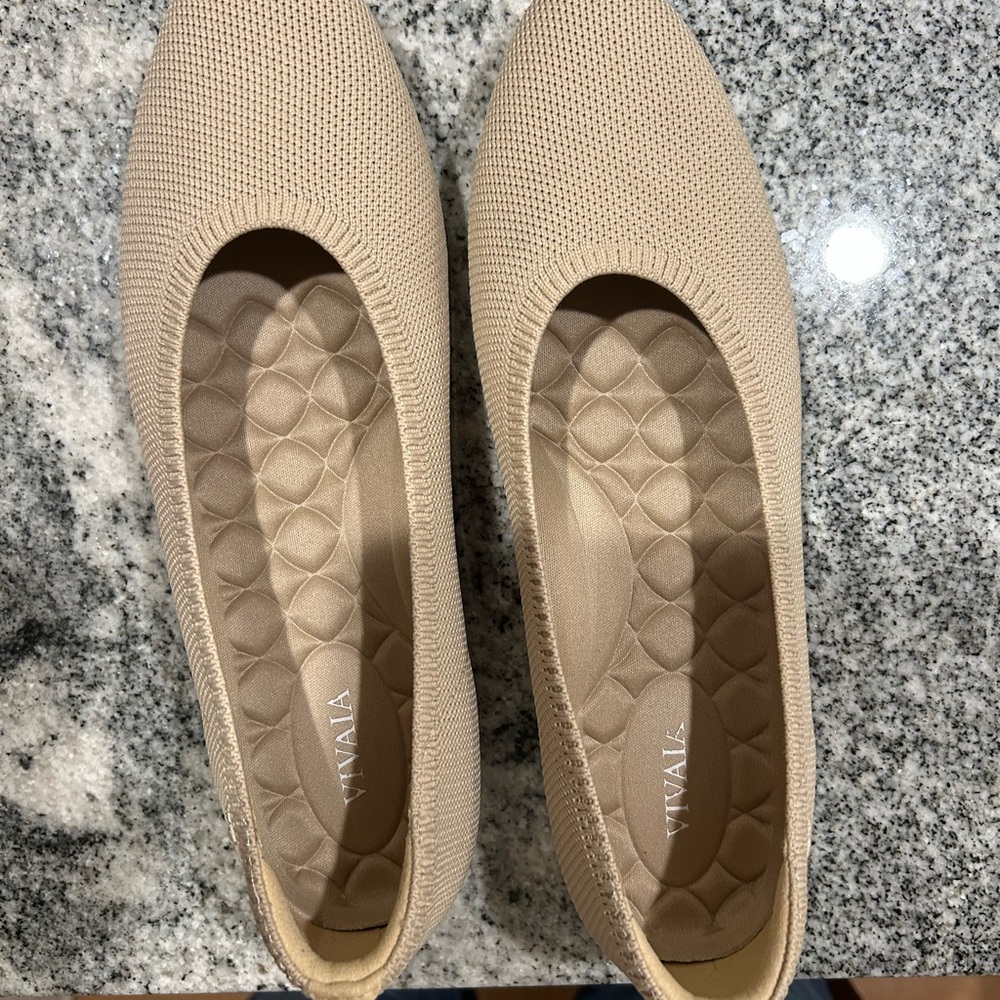 Women’s Knit Ballet Flat — Beige
